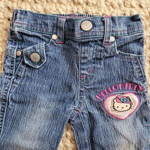 Sanrio Hello Kitty Embroidered Pink Patch Heart Blue Bow Hat Vintage Y2K 12M